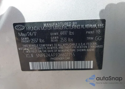 2018 Hyundai Sonata Se z USA, uszkodzony, nr VIN 5NPE24AF9JH607755